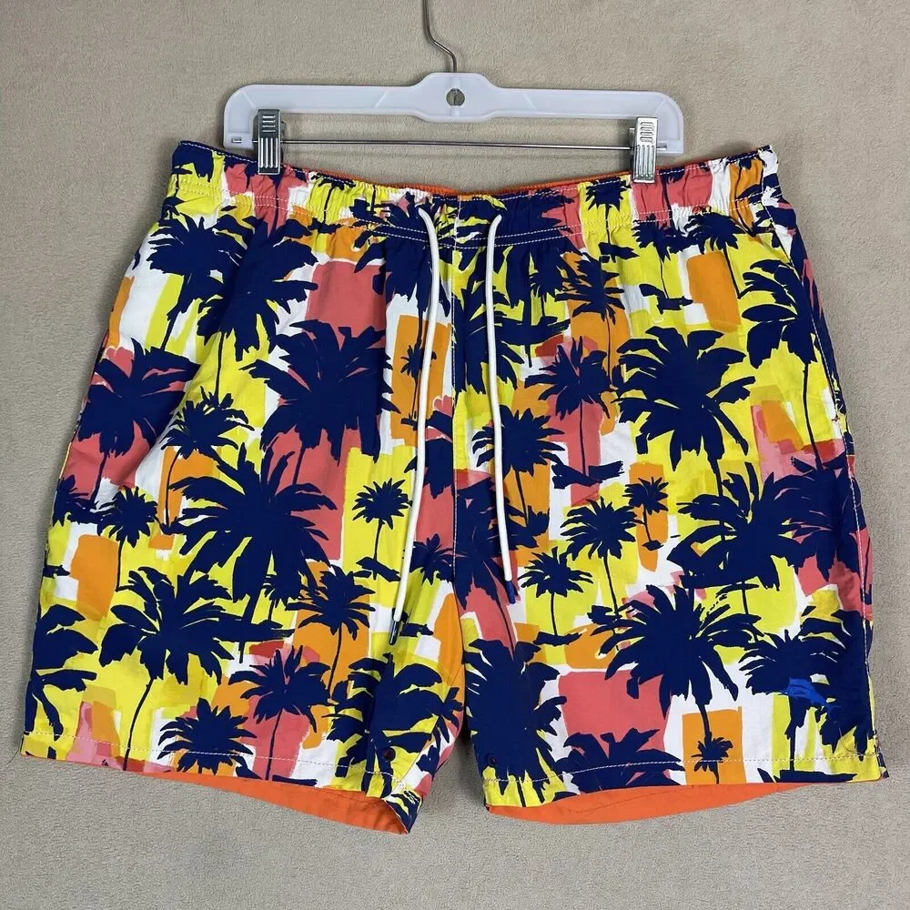 Tommy Bahama Shorts Mens Medium Orange Blue Multicolor‎ Reversable Board Short
